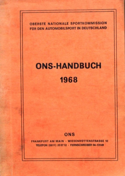 ONS "ONS Handbuch der Nationalen Sportkommission" Motorracing-History 1968 (5365)